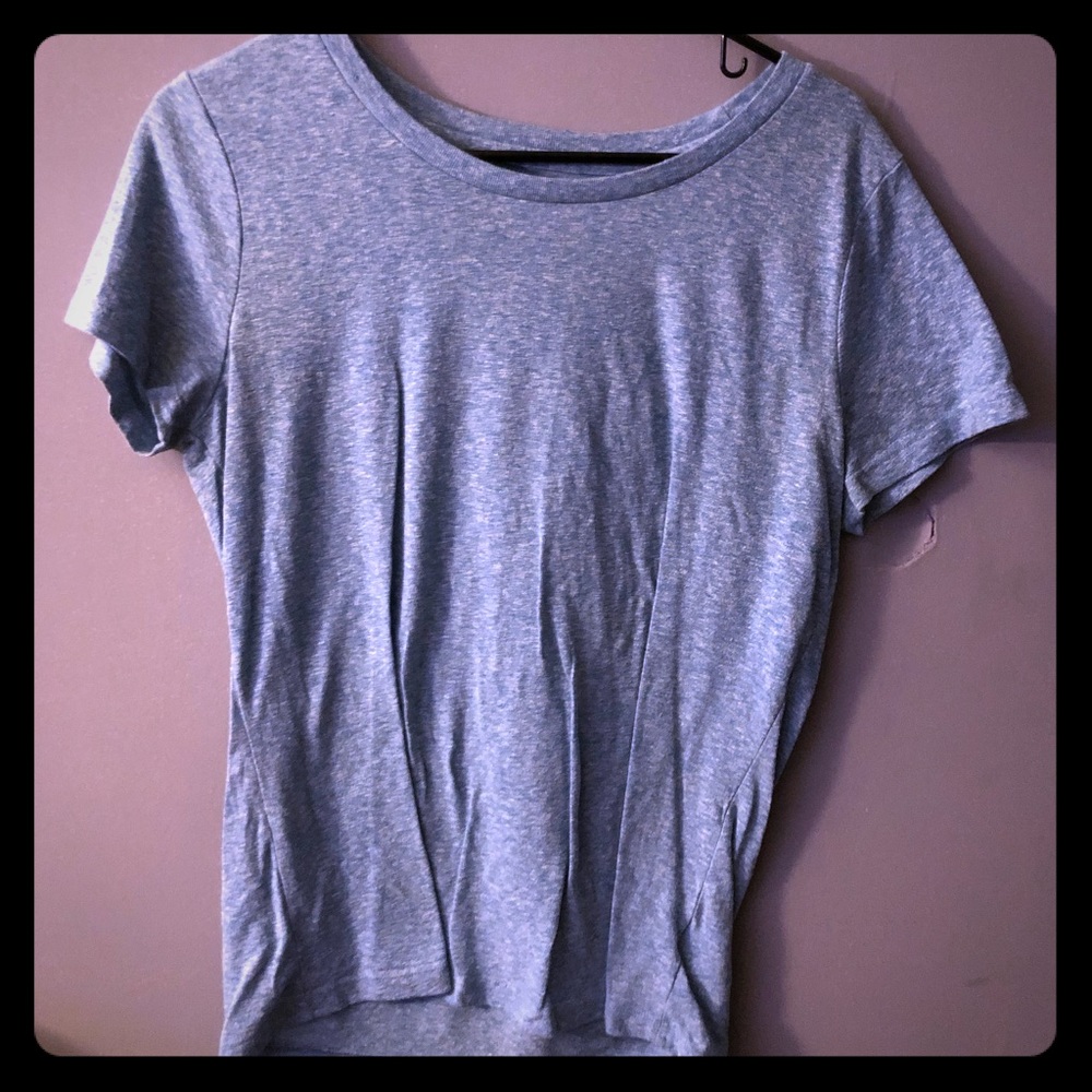 Large blue scoop neck fitted tee